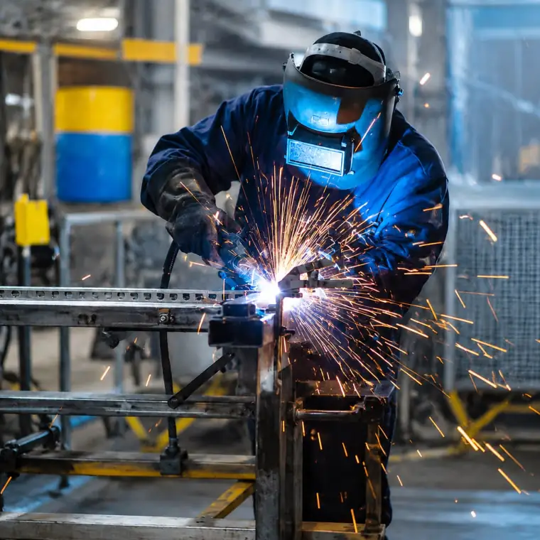 Proteção para solda em processo industrial